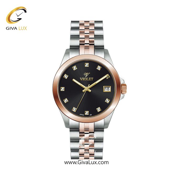 ساعت مچی اورجینال زنانه ویولت VIOLET نقره ای-رزگلد | رزگلد-نقره ای| مشکی| کد رفرنس 0642/2 سایز متوسط